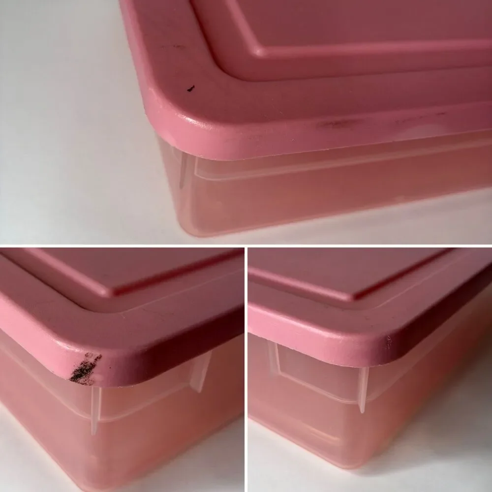 Vintage Rubbermaid Storage Container Dusty Pink With Lid Plastic Snap Shut 0286